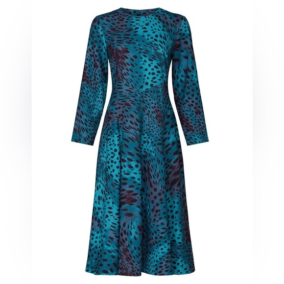 Natori Blue Cheetah Midi Dress size women’s 12 / large - Picture 1 of 10